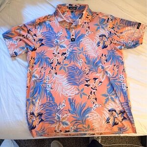 Bad Birdie Golf Shirt XL Tropical Palm Print